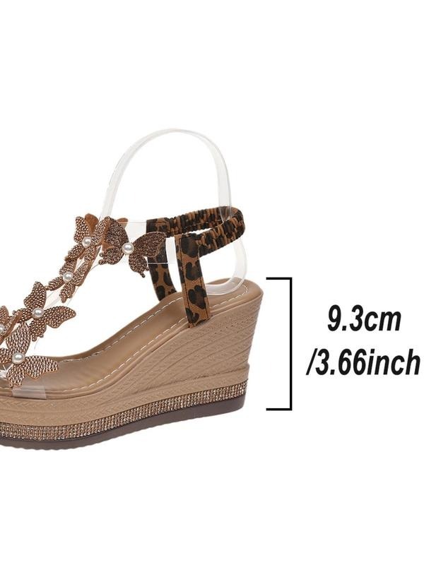 Women's Rhinestone Butterfly Wedges Sandals