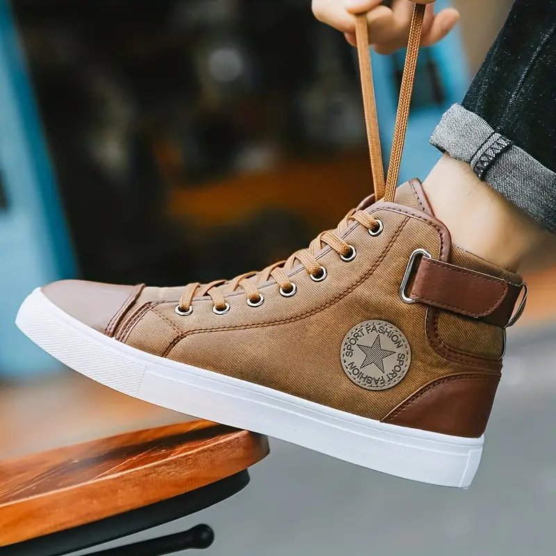 mens high top skate shoes trendy comfy anti skid breathable sneakers with platform details 0