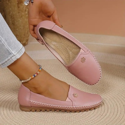 Women's Leather Solid Color Flat Loafers