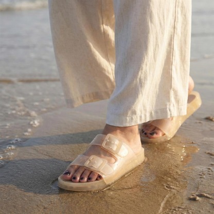 Women's Waterproof Double Buckle Slides