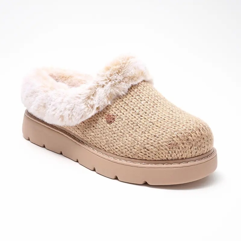Metallic Sweater Knit Slippers