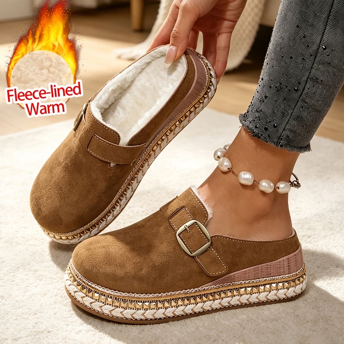 Women's Synthetic Velvet Upper Wedge Sandals