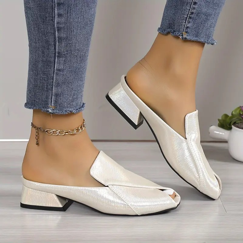Stylish Square Toe Chunky Low Heels