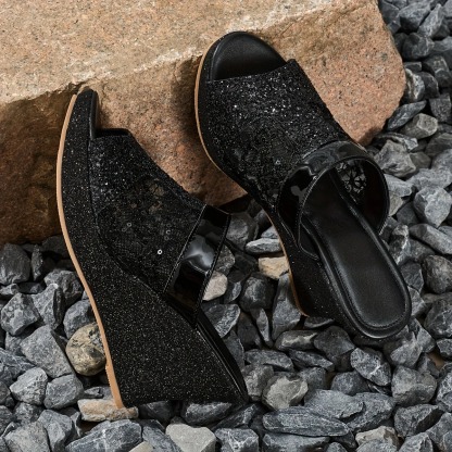 Elegant Lace Wedge Heeled Sandals
