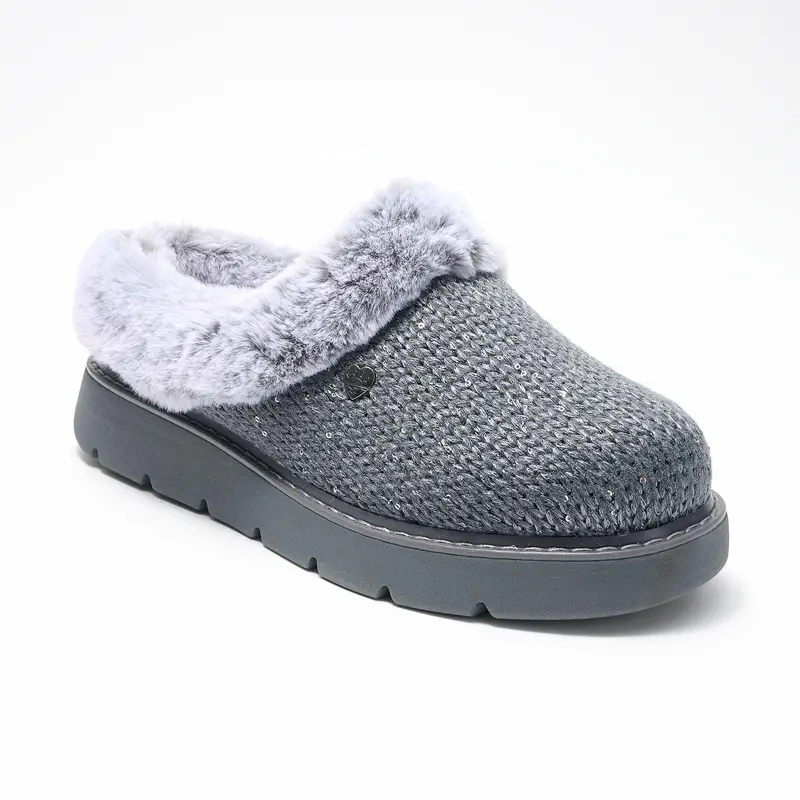 Metallic Sweater Knit Slippers