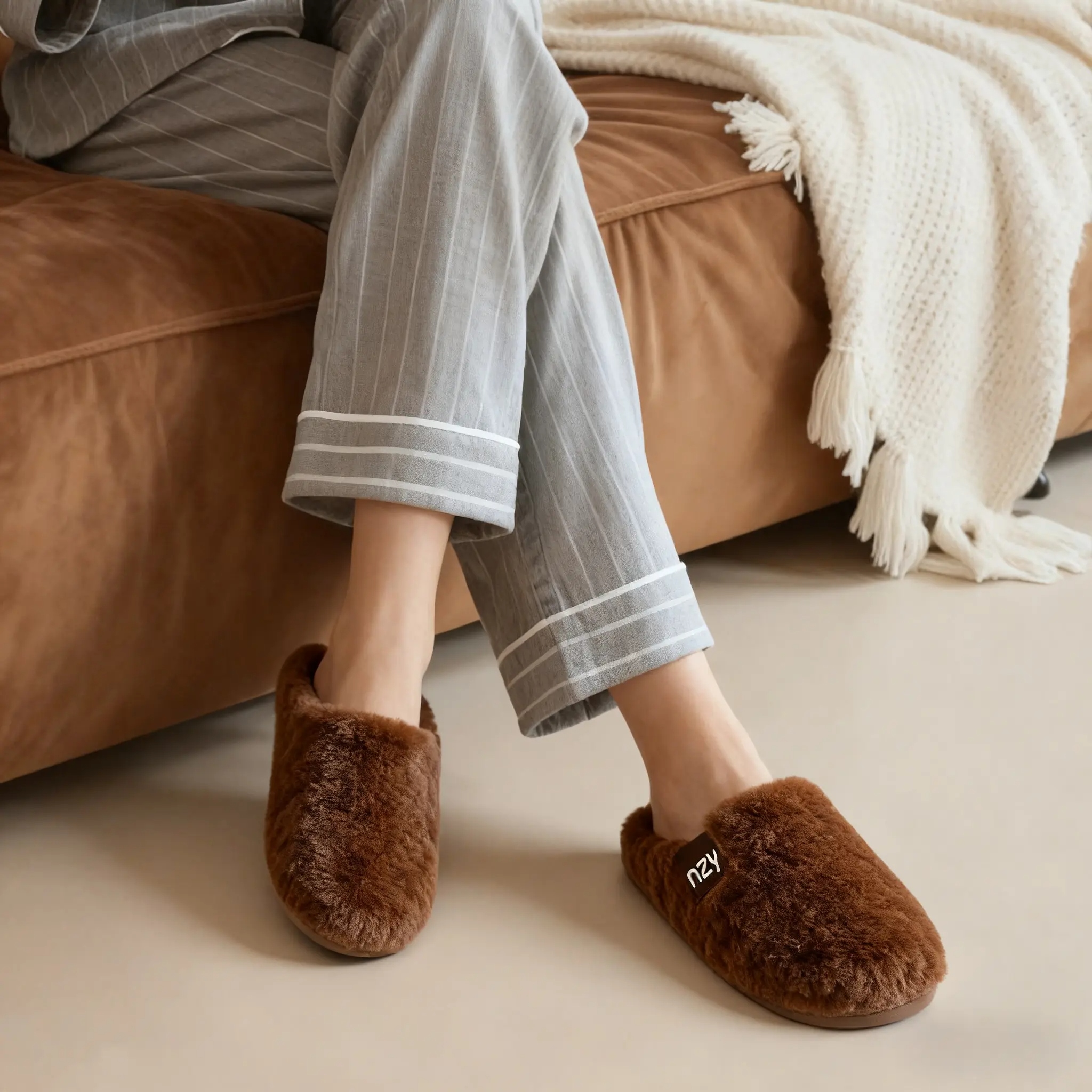 Women's Fuzzy Slip on Slippers