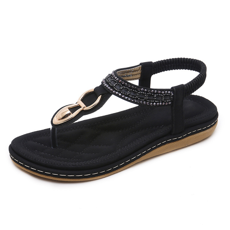 T-Strap Elastic Ankle Strap Sandals