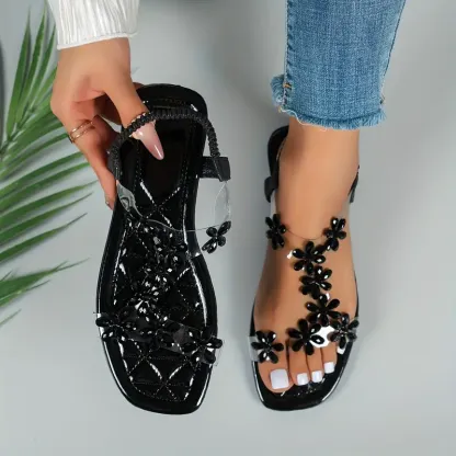 Women's Rhinestone Butterfly Decor Flat Sandals