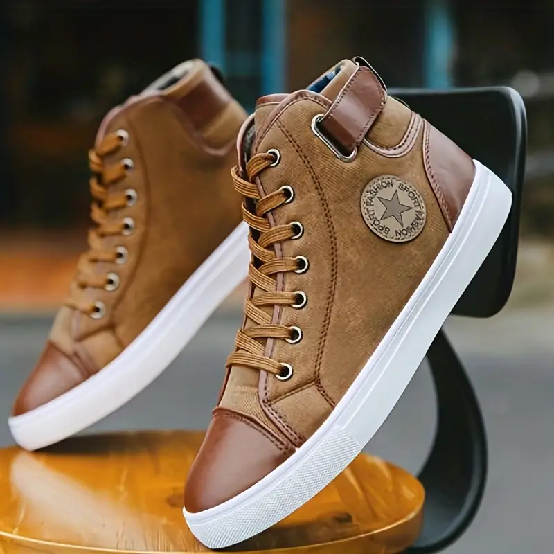 mens high top skate shoes trendy comfy anti skid breathable sneakers with platform details 6