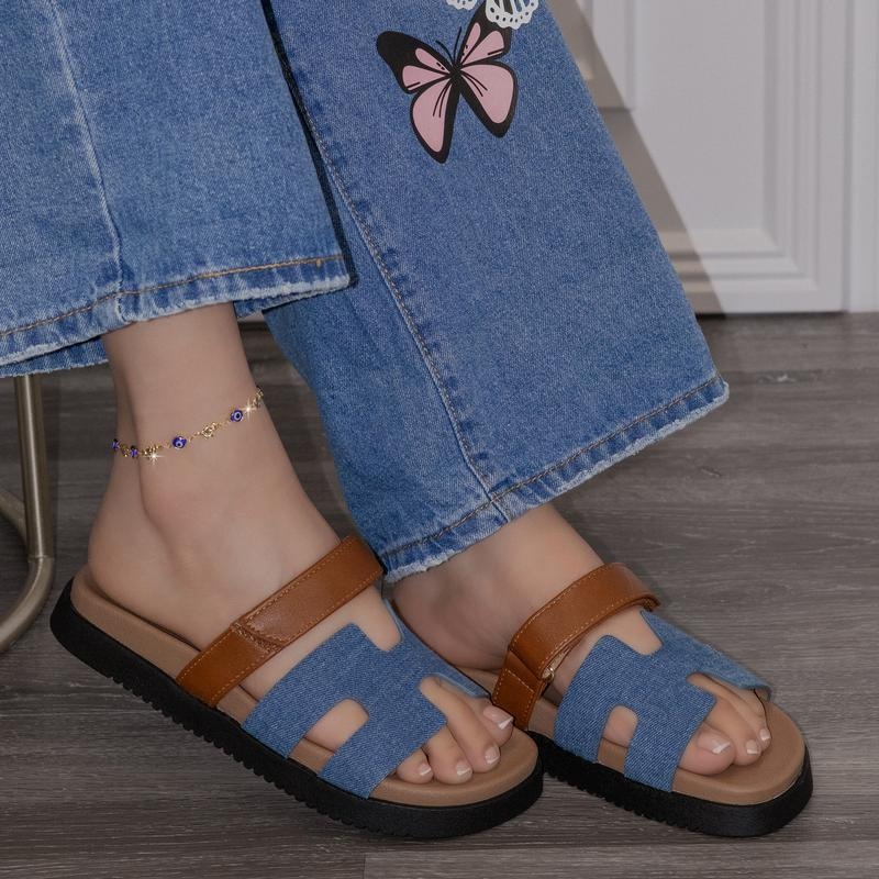 Women's Flat Strap Velcro Sandal