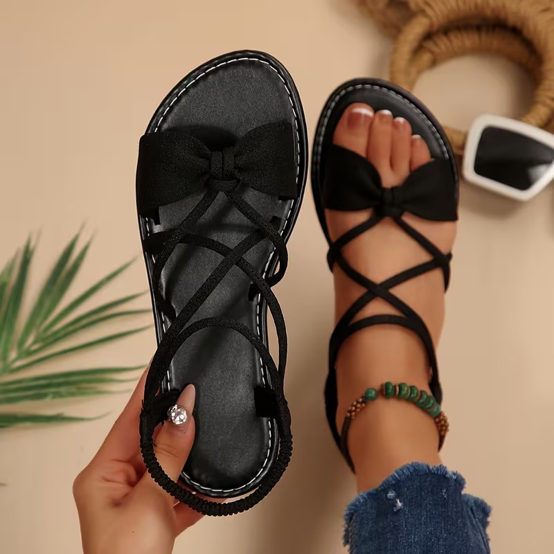 Women's Elegant Bow Strappy Flats