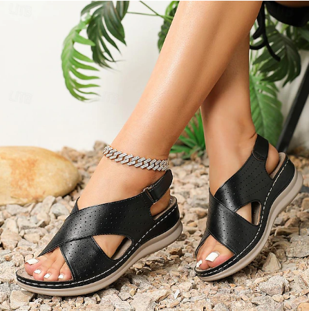 Women's Vacation Chunky Platform Classic Leather Sandals