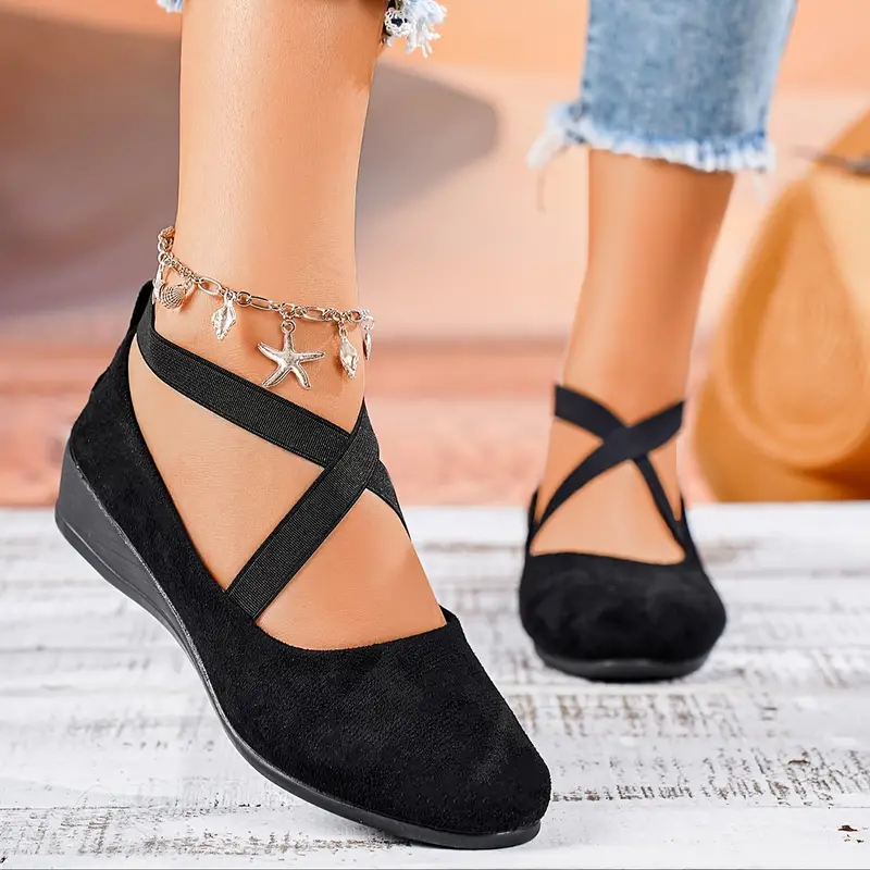 women s solid color shoes slip elastic cross straps comfy 0