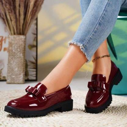 Women's Bowknot Decor Chunky Heel Loafers
