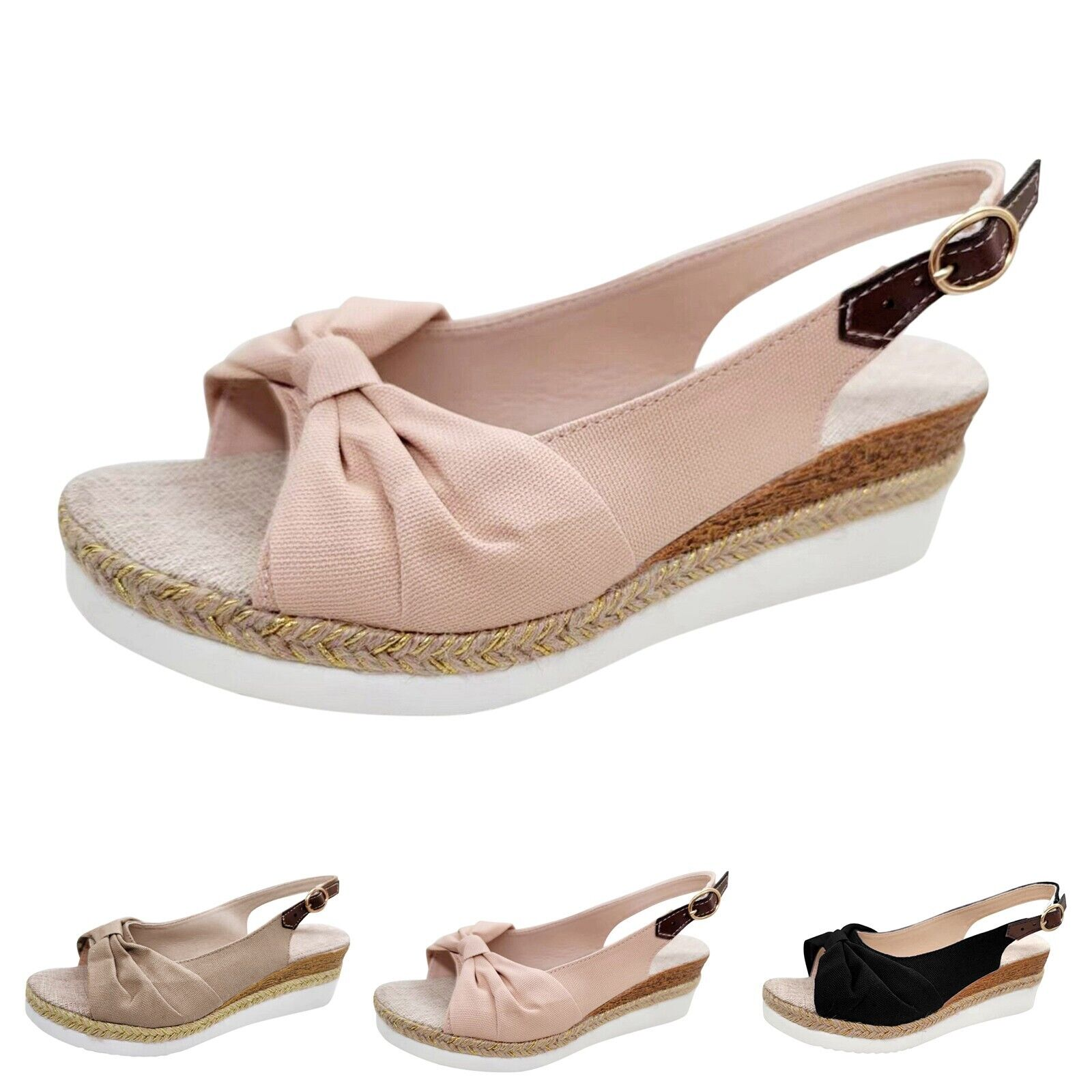  Women's Sandals for Bunions Ladies Fashion Summer Solid Color Fabric Casual