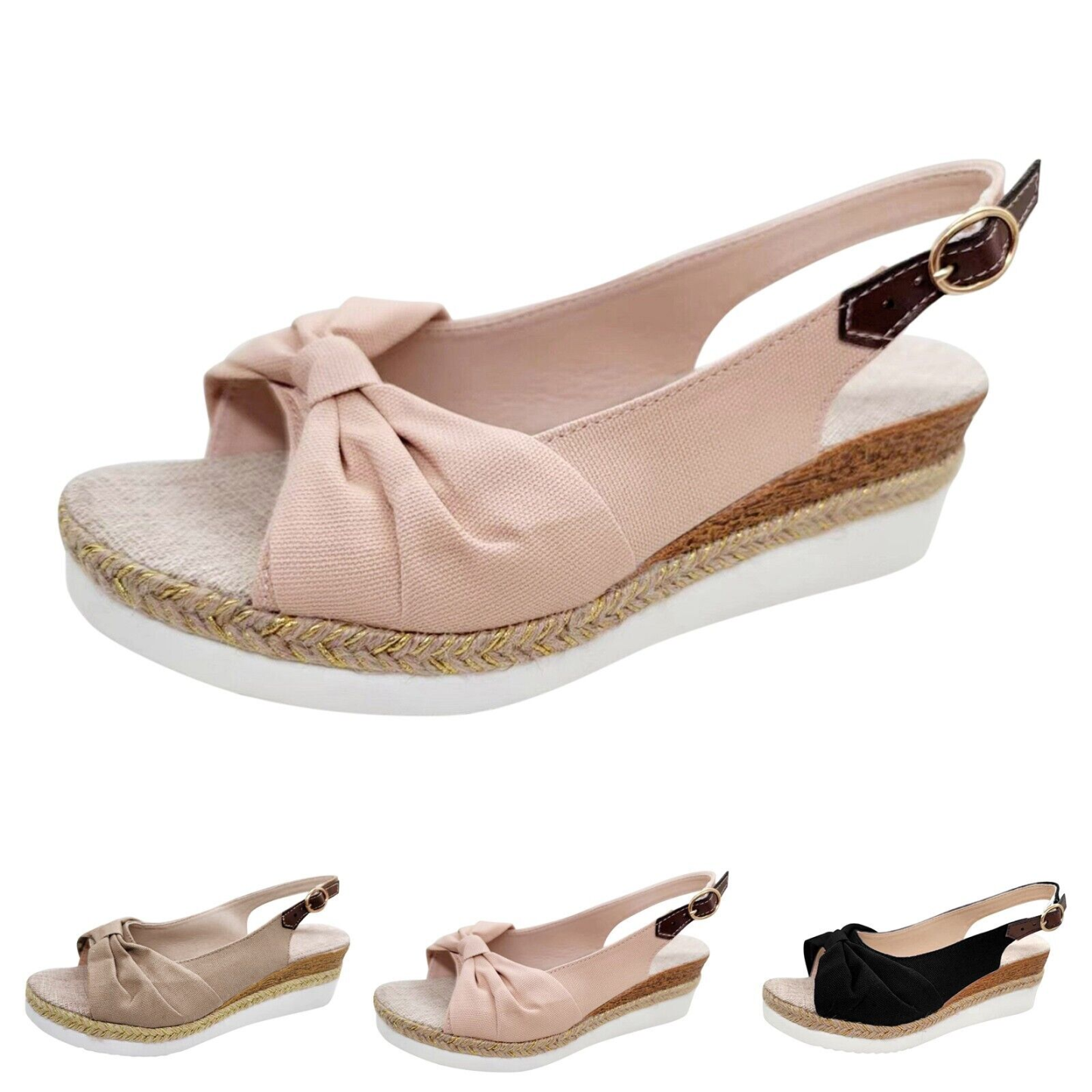  Women's Sandals for Bunions Ladies Fashion Summer Solid Color Fabric Casual