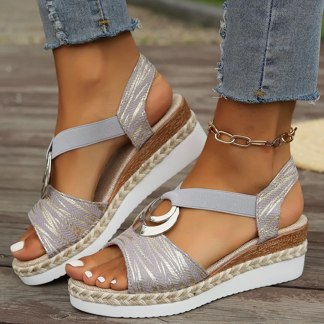 WOMEN'S LEATHER PLATFORM WEDGE ORTHOPEDIC SANDALS