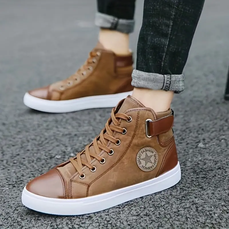 mens high top skate shoes trendy comfy anti skid breathable sneakers with platform details 2