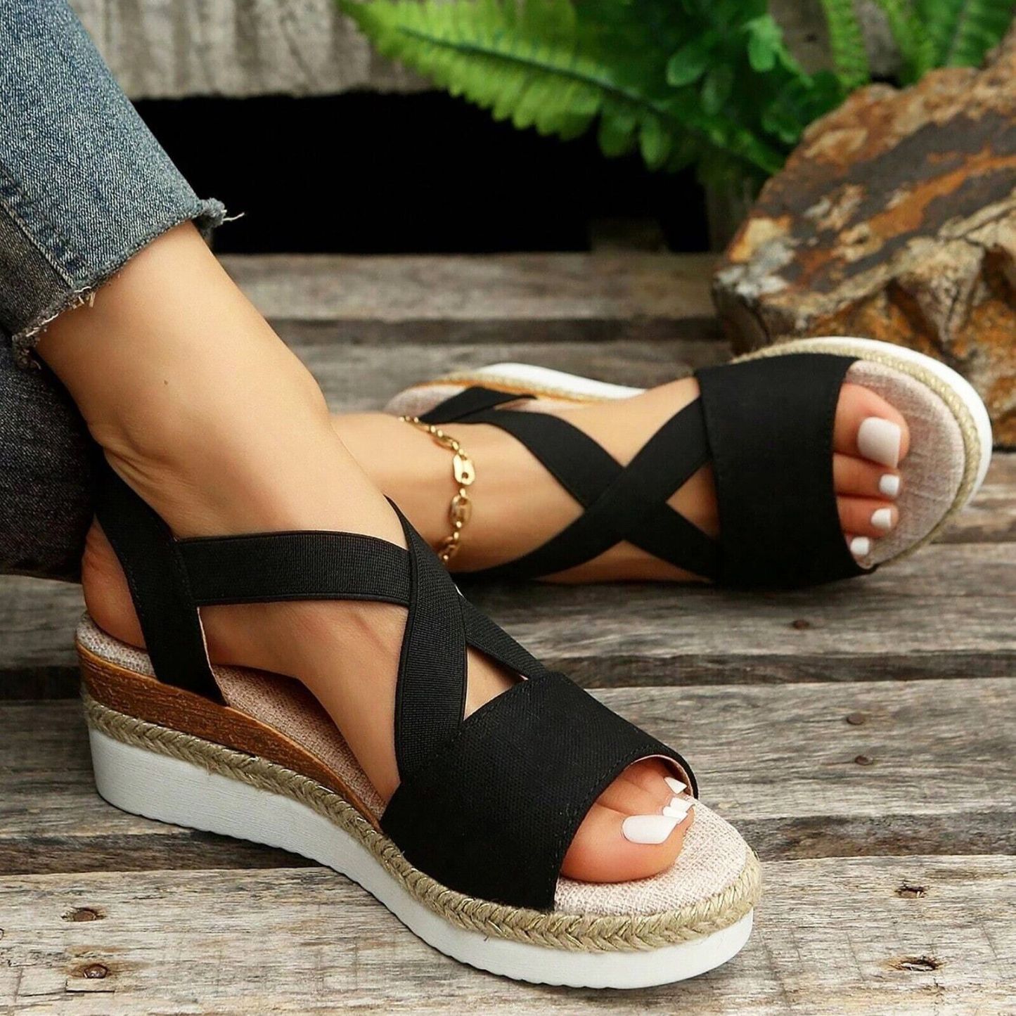 Women's Chunky Platform Classic Flat Bottom Slope Heel Sandals