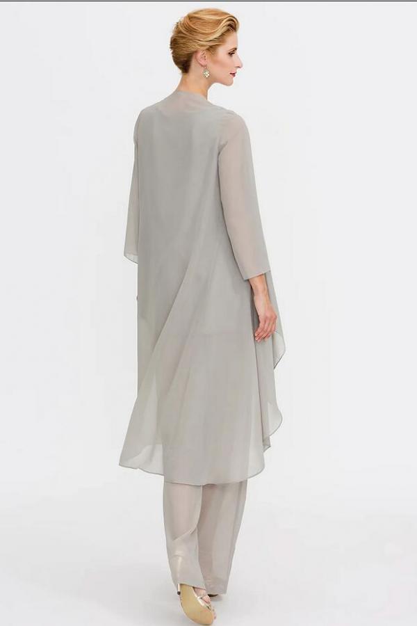 Chiffon Scoop Neck Mother of the Bride Dress Jumpsuit Wedding Guest Wear for Women