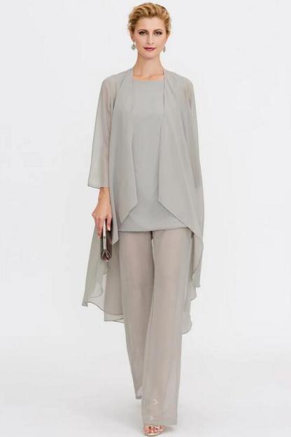 Chiffon Scoop Neck Mother of the Bride Dress Jumpsuit Wedding Guest Wear for Women