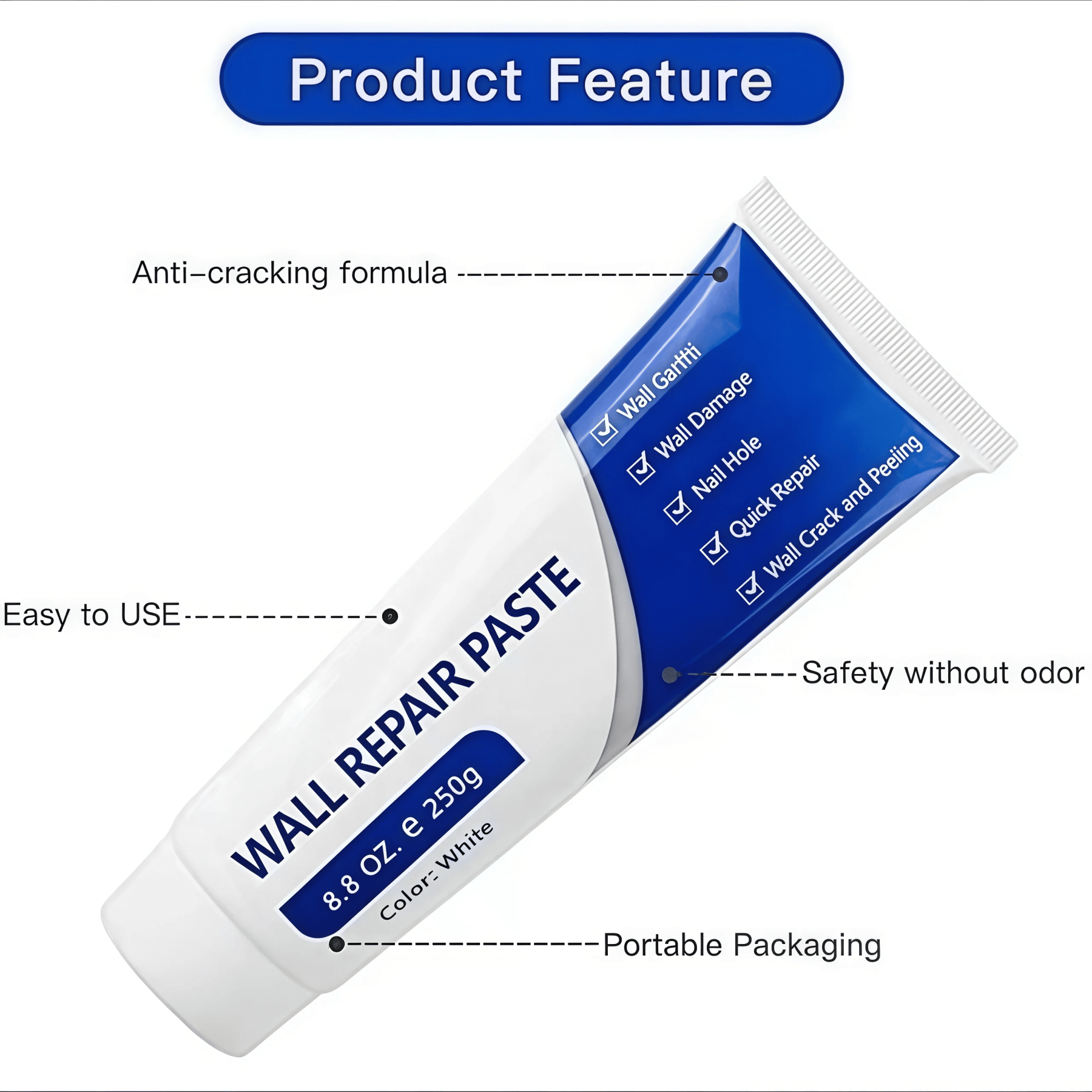 Wall Repair Paste – Fast-drying drywall repair compound and concrete crack filler