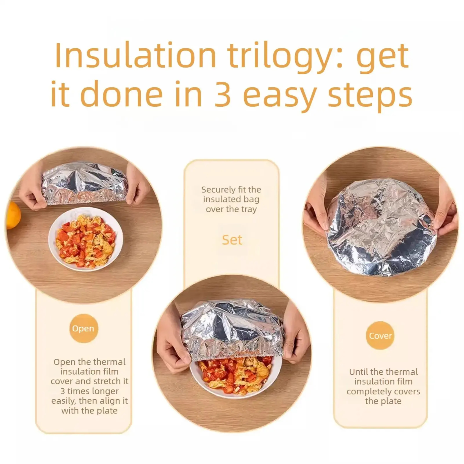 Home dining table & food container aluminum foil heat-retaining cover