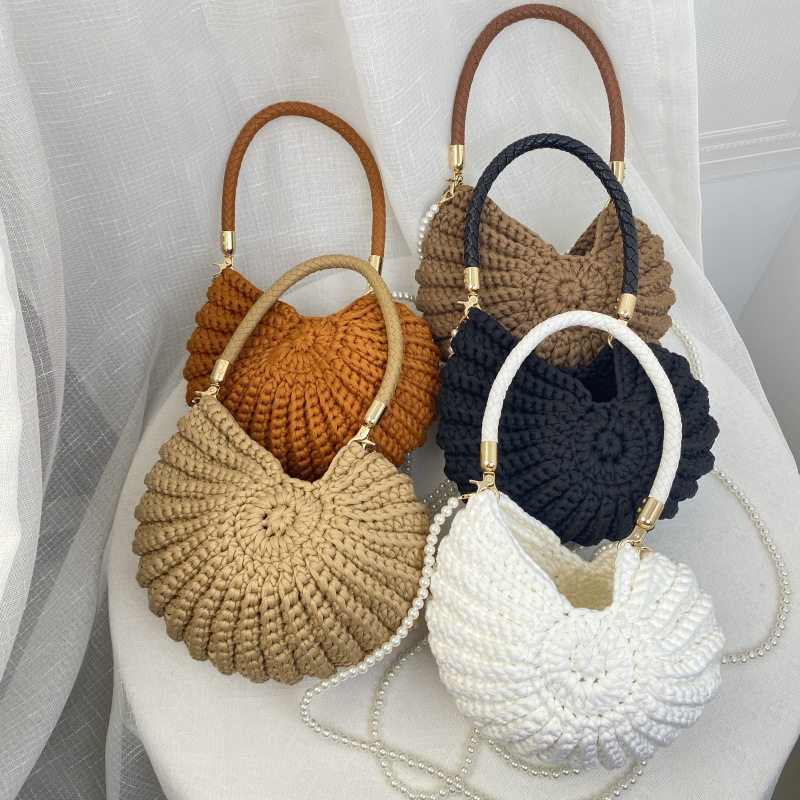 Hand-Crocheted Seashell Crossbody Bag