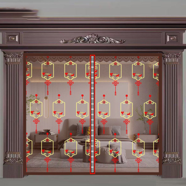 Anti-mosquito non-perforated magnetic door curtain