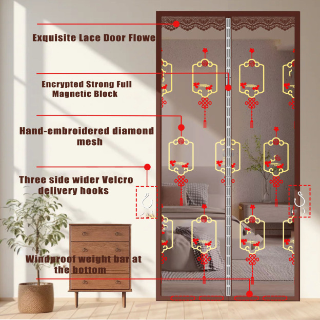 Anti-mosquito non-perforated magnetic door curtain