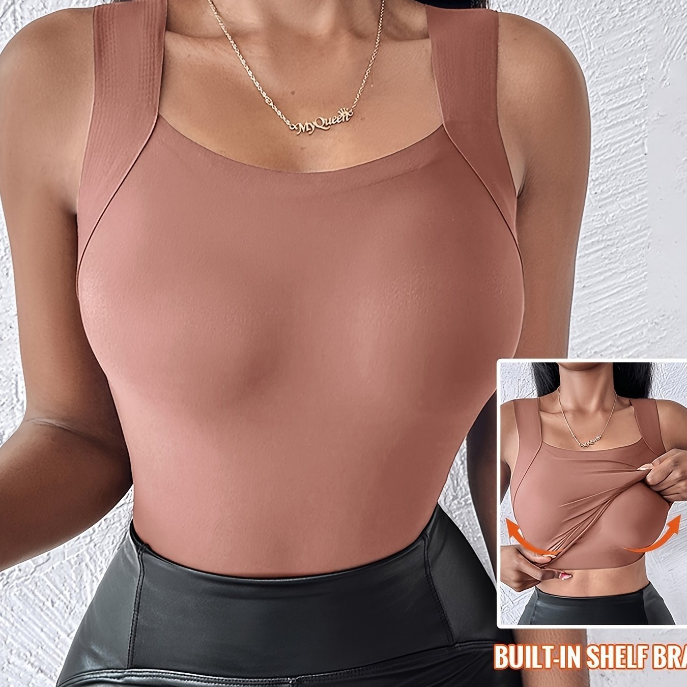 🔥Buy 1 get 1 free💐Women's U Neck Thermal Tank Tops with Built-In Bra