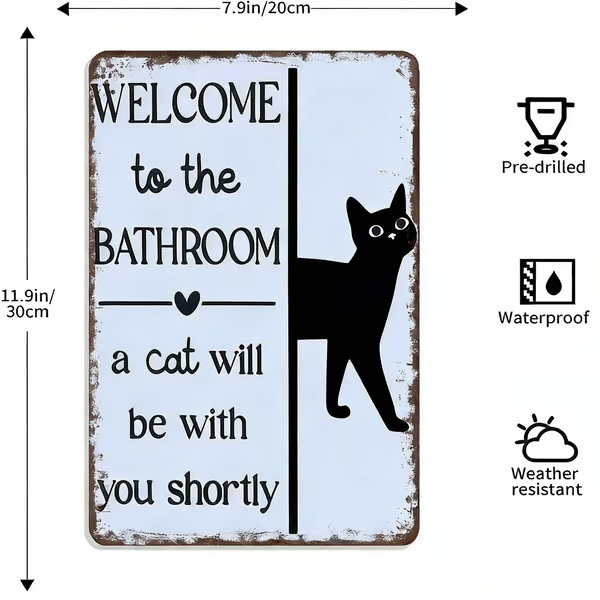 Vintage Black & White Cat Wall Art