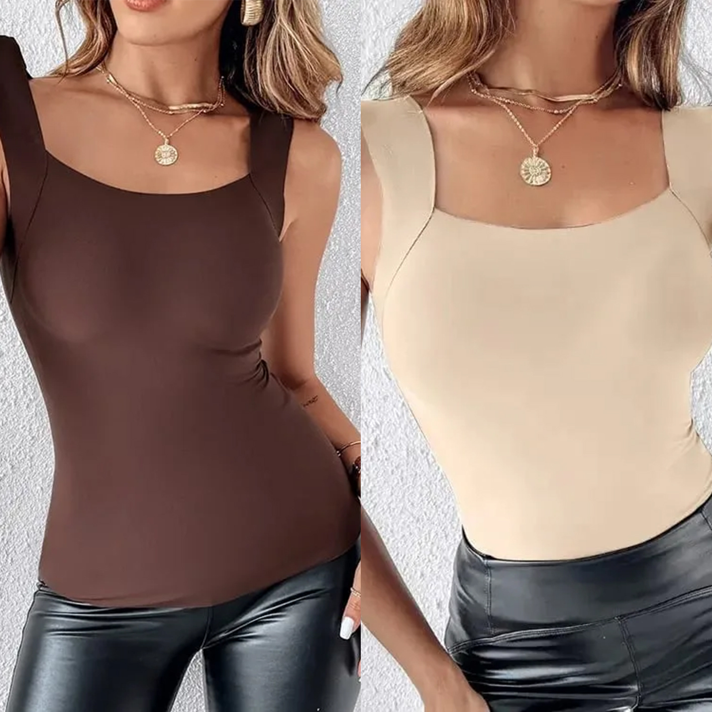 🔥Buy 1 get 1 free💐Women's U Neck Thermal Tank Tops with Built-In Bra