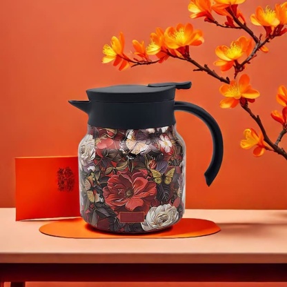 Retro floral pattern teapot