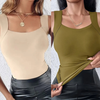 🔥Buy 1 get 1 free💐Women's U Neck Thermal Tank Tops with Built-In Bra