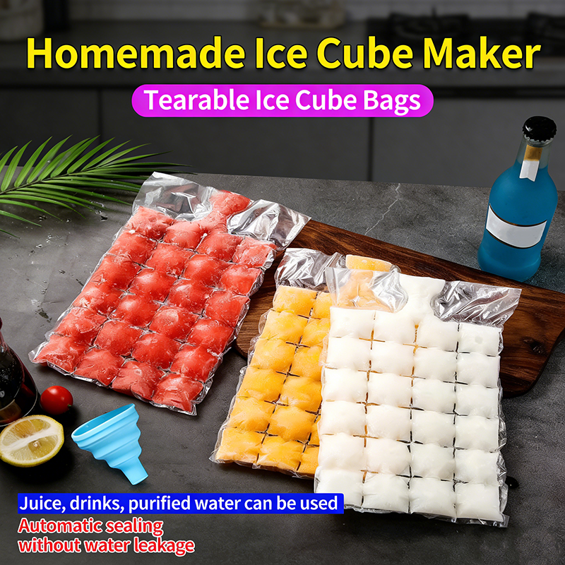 Creative self-sealing plastic ice cube trays for disposable ice packs