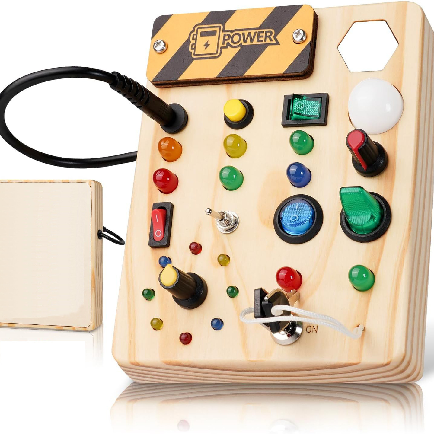 Wooden toy LED switch