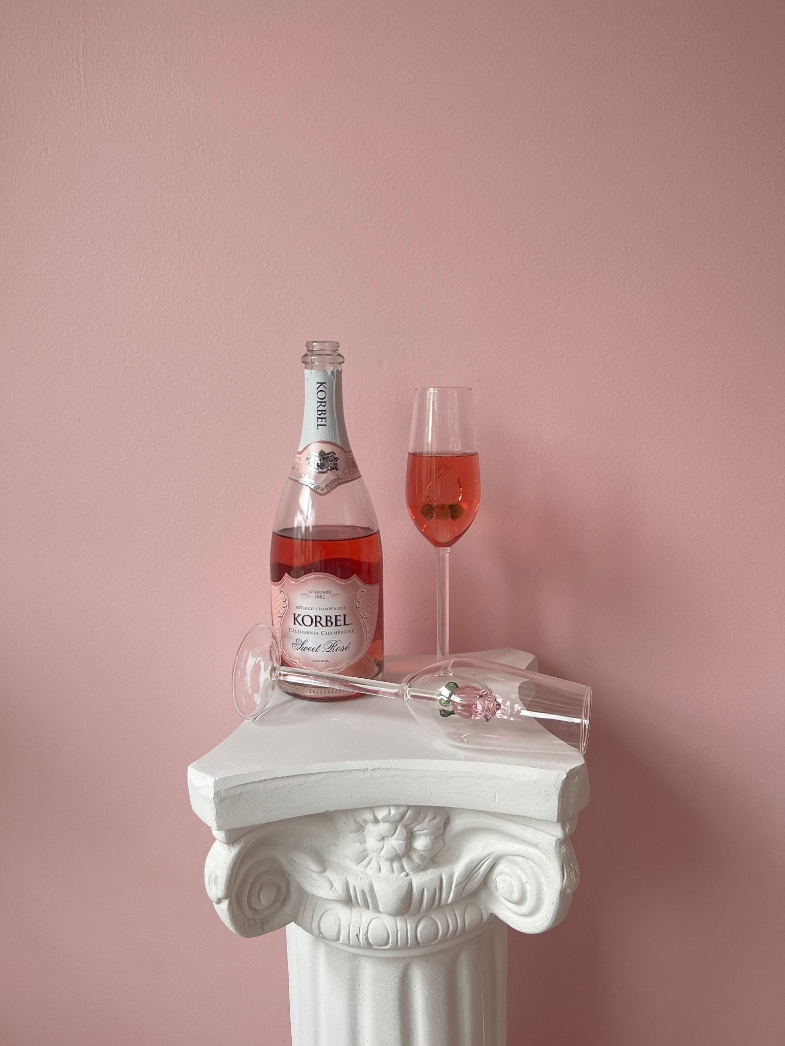 La Vie En Rose 香槟杯 2 件套 - 手工制作