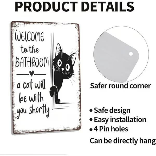 Vintage Black & White Cat Wall Art