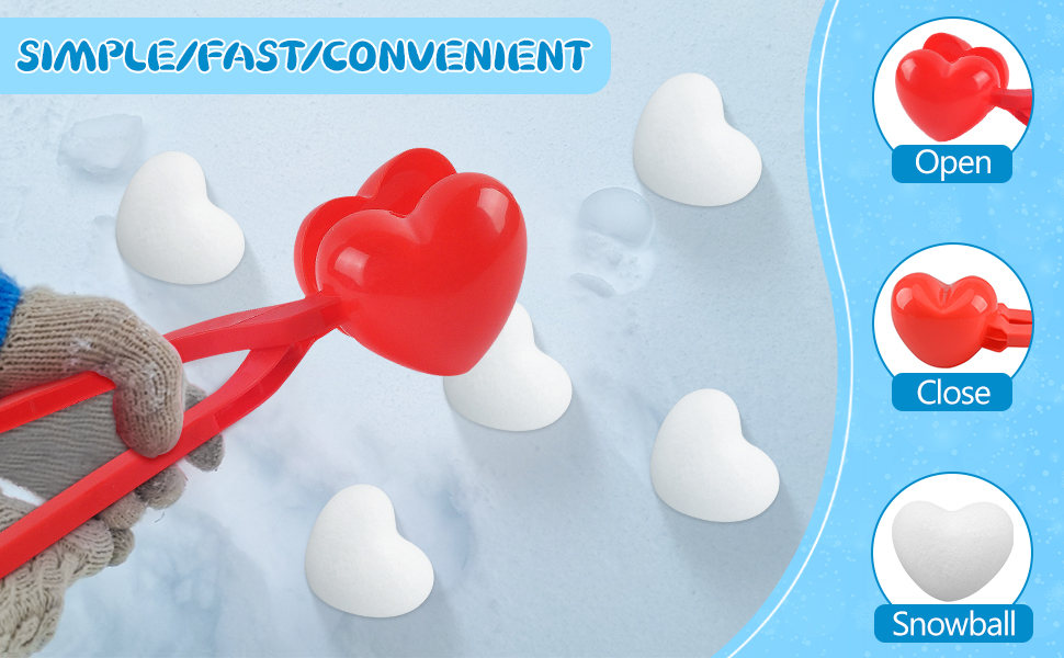 Outdoor Heart Shaped Snow Ball Maker Clamps Children Adults Game Winter Activities Toys To