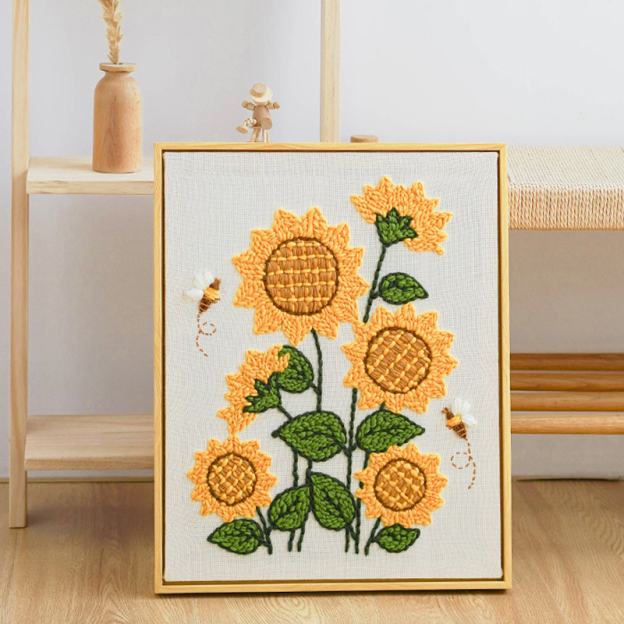 Poke Embroidery Sunflower Handmade DIY Material Package