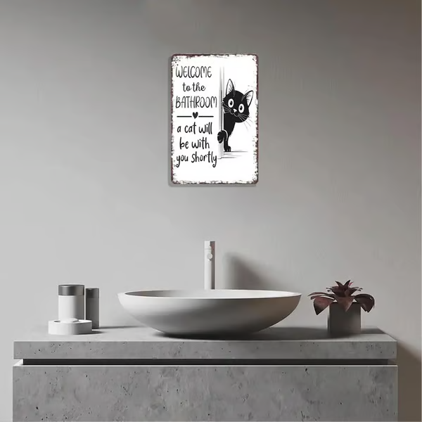 Vintage Black & White Cat Wall Art