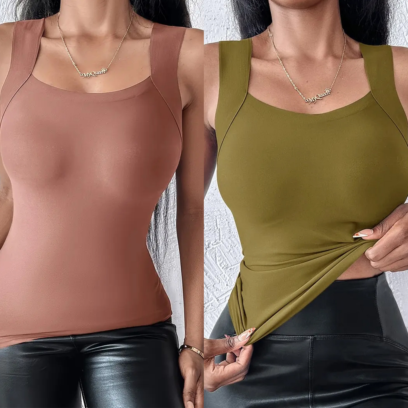 🔥Buy 1 get 1 free💐Women's U Neck Thermal Tank Tops with Built-In Bra