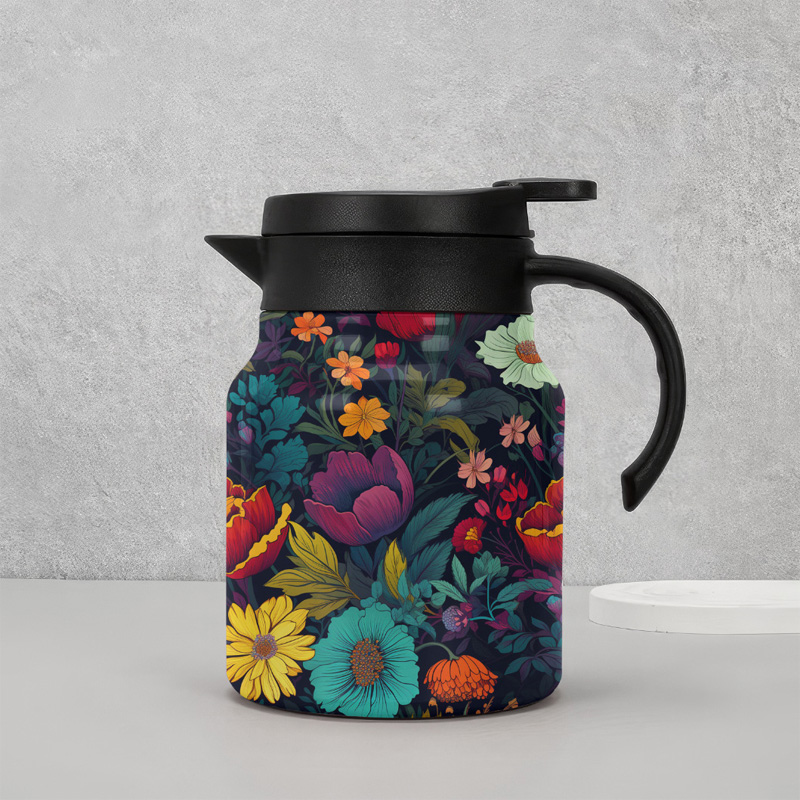 Retro floral pattern teapot