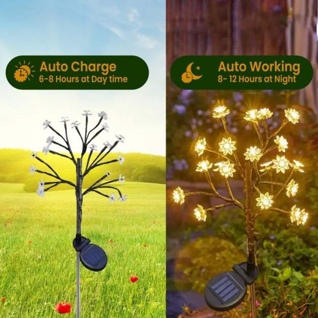 Outdoor Waterproof Cherry Blossom Multicolor Solar Garden Lights