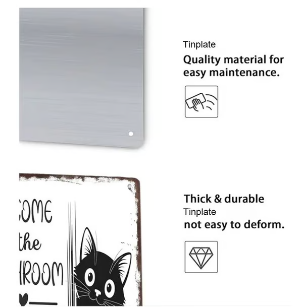 Vintage Black & White Cat Wall Art