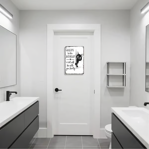 Vintage Black & White Cat Wall Art