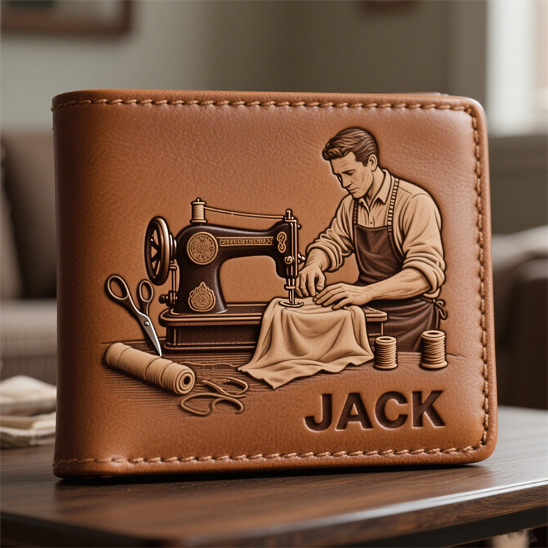 Personalized Sewing Machine Vintage Themed Wallet