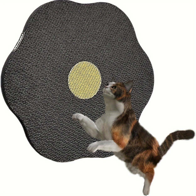 Wall-mounted floral cat scratching post