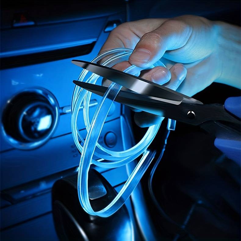 3 meters 7 colors rbg car interior atmosphere lighting led strip neon led car lighting strips diy flexible el cold light line tube auto decoration details 4